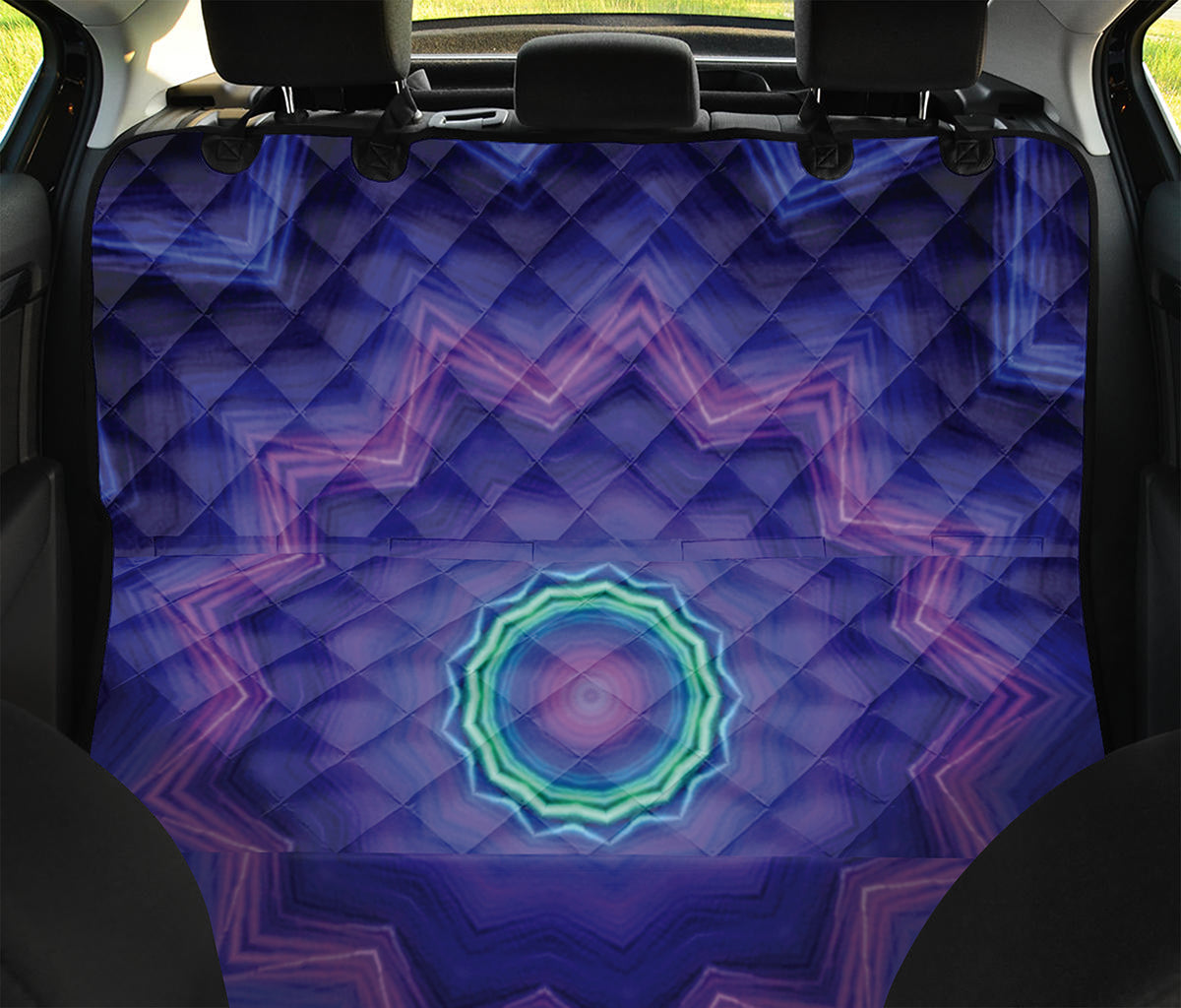Purple And Blue Kaleidoscope Print Pet Car Back Seat Cover