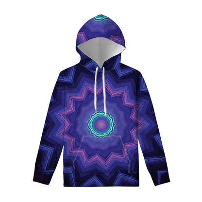 Purple And Blue Kaleidoscope Print Pullover Hoodie