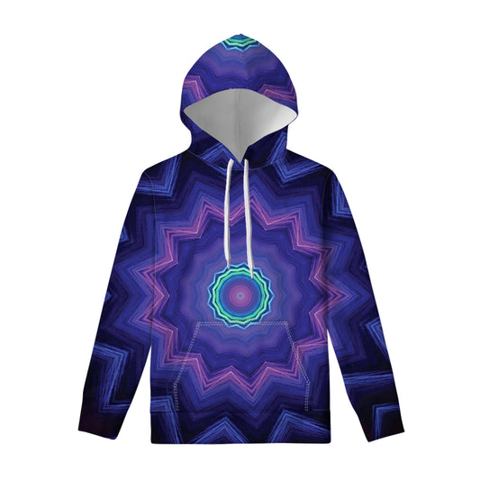 Purple And Blue Kaleidoscope Print Pullover Hoodie