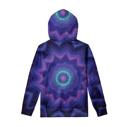 Purple And Blue Kaleidoscope Print Pullover Hoodie