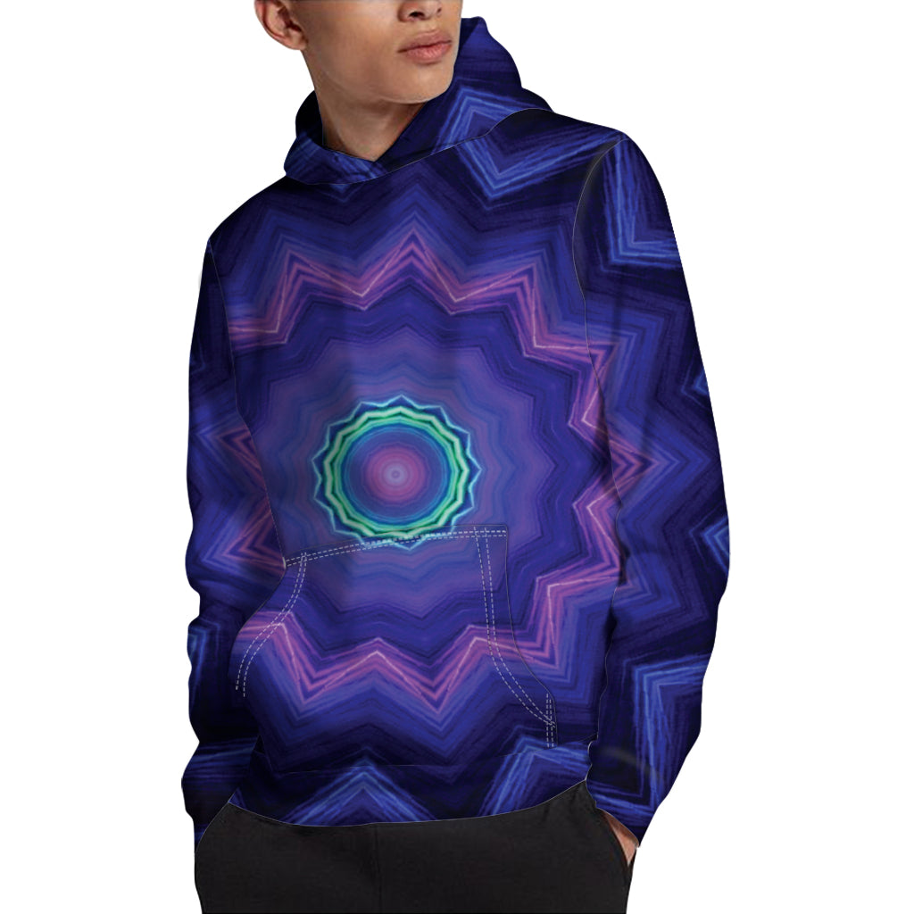 Purple And Blue Kaleidoscope Print Pullover Hoodie