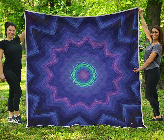 Purple And Blue Kaleidoscope Print Quilt