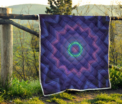Purple And Blue Kaleidoscope Print Quilt