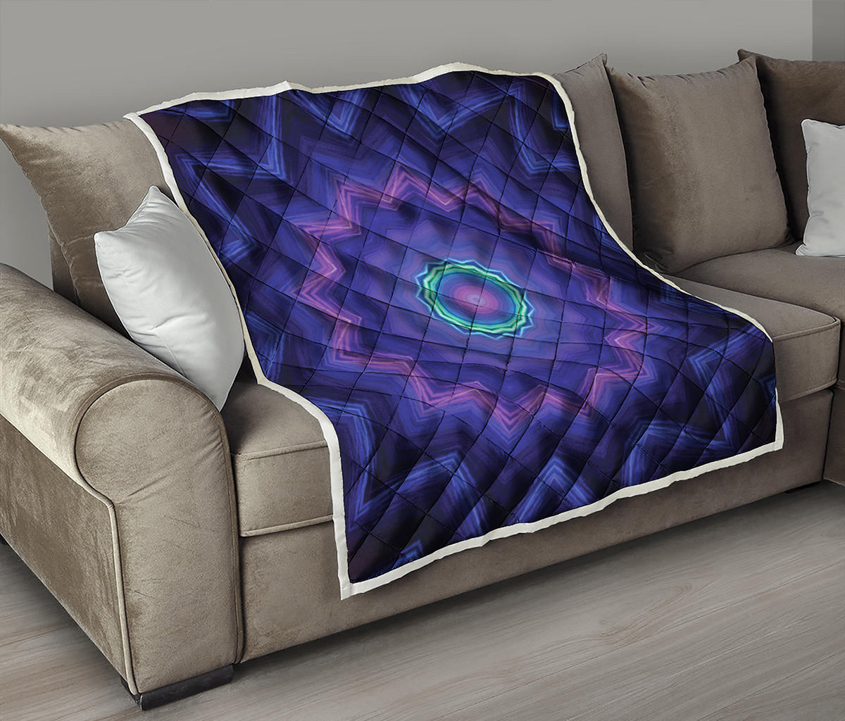 Purple And Blue Kaleidoscope Print Quilt