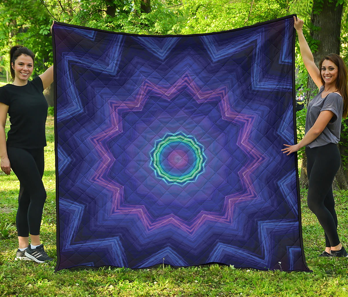 Purple And Blue Kaleidoscope Print Quilt