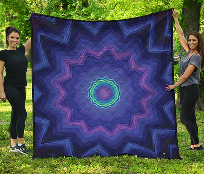 Purple And Blue Kaleidoscope Print Quilt