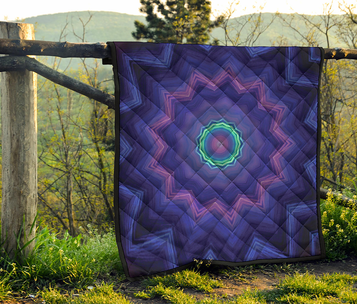 Purple And Blue Kaleidoscope Print Quilt
