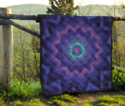 Purple And Blue Kaleidoscope Print Quilt