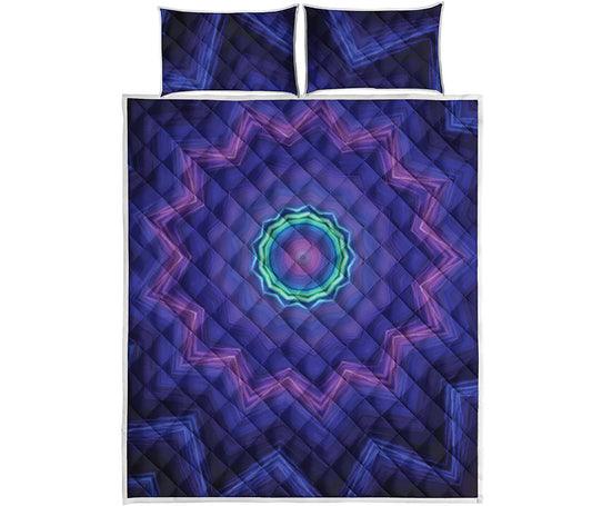 Purple And Blue Kaleidoscope Print Quilt Bed Set