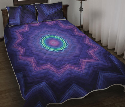 Purple And Blue Kaleidoscope Print Quilt Bed Set