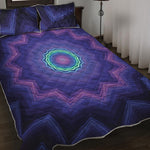 Purple And Blue Kaleidoscope Print Quilt Bed Set