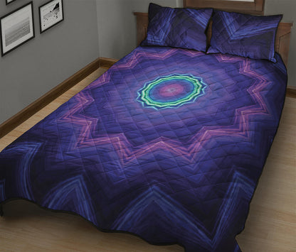 Purple And Blue Kaleidoscope Print Quilt Bed Set