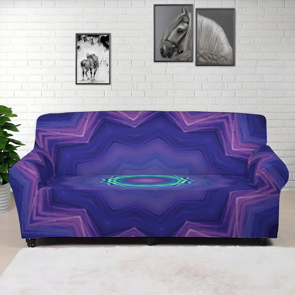 Purple And Blue Kaleidoscope Print Sofa Cover