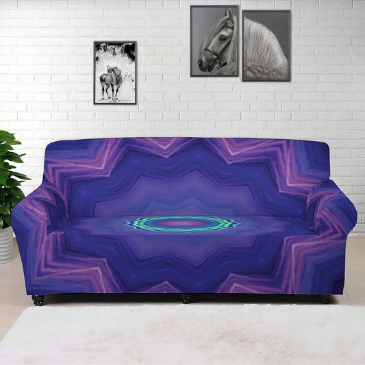 Purple And Blue Kaleidoscope Print Sofa Cover