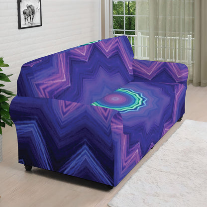 Purple And Blue Kaleidoscope Print Sofa Cover