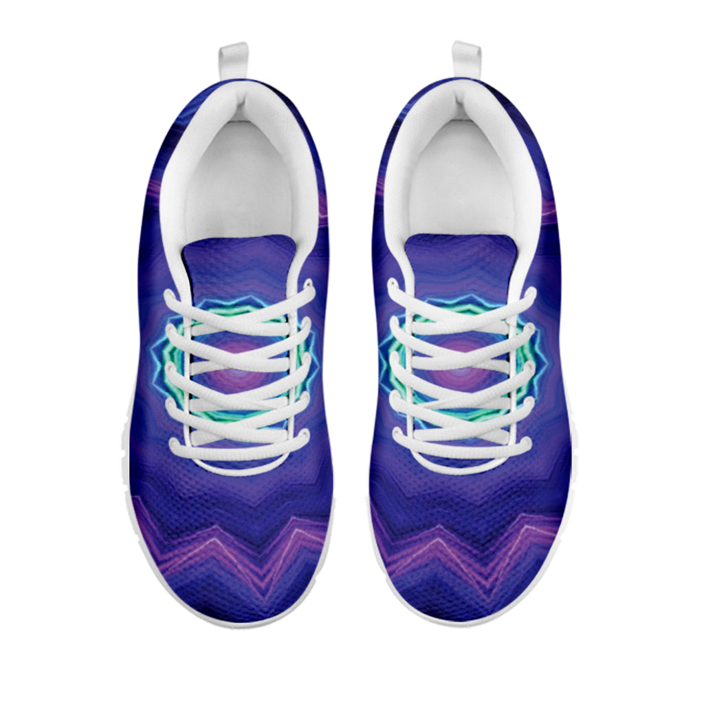 Purple And Blue Kaleidoscope Print White Sneakers