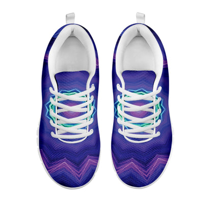 Purple And Blue Kaleidoscope Print White Sneakers