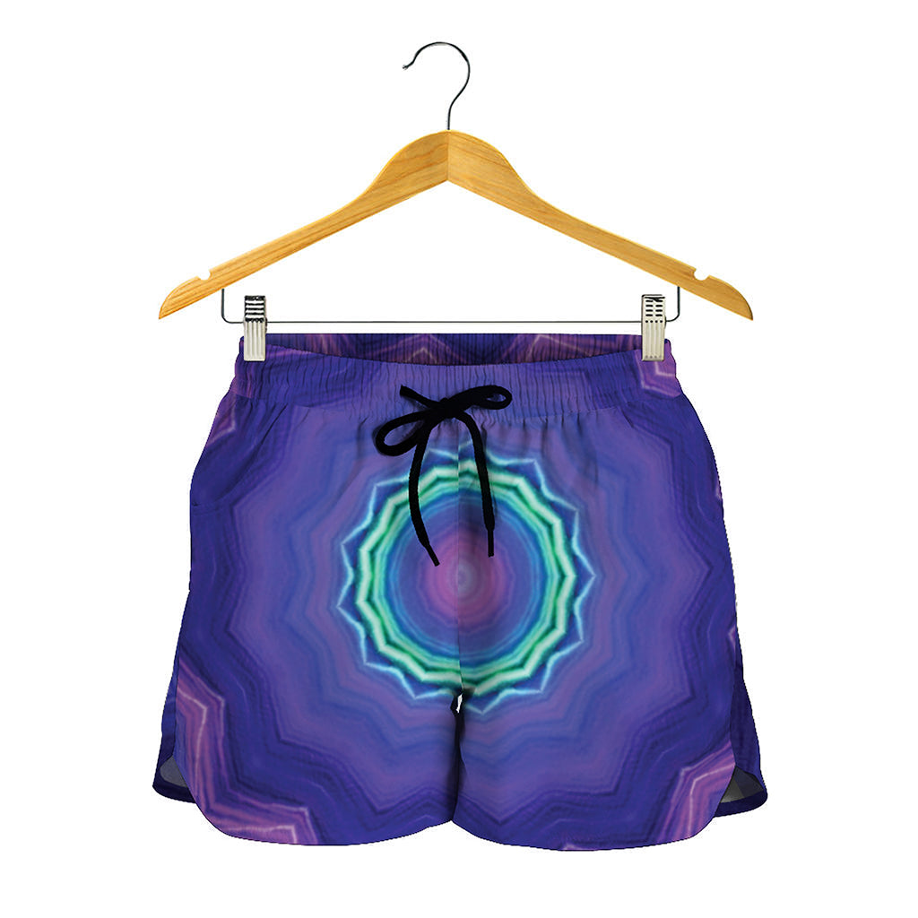 Purple And Blue Kaleidoscope Print Women's Shorts