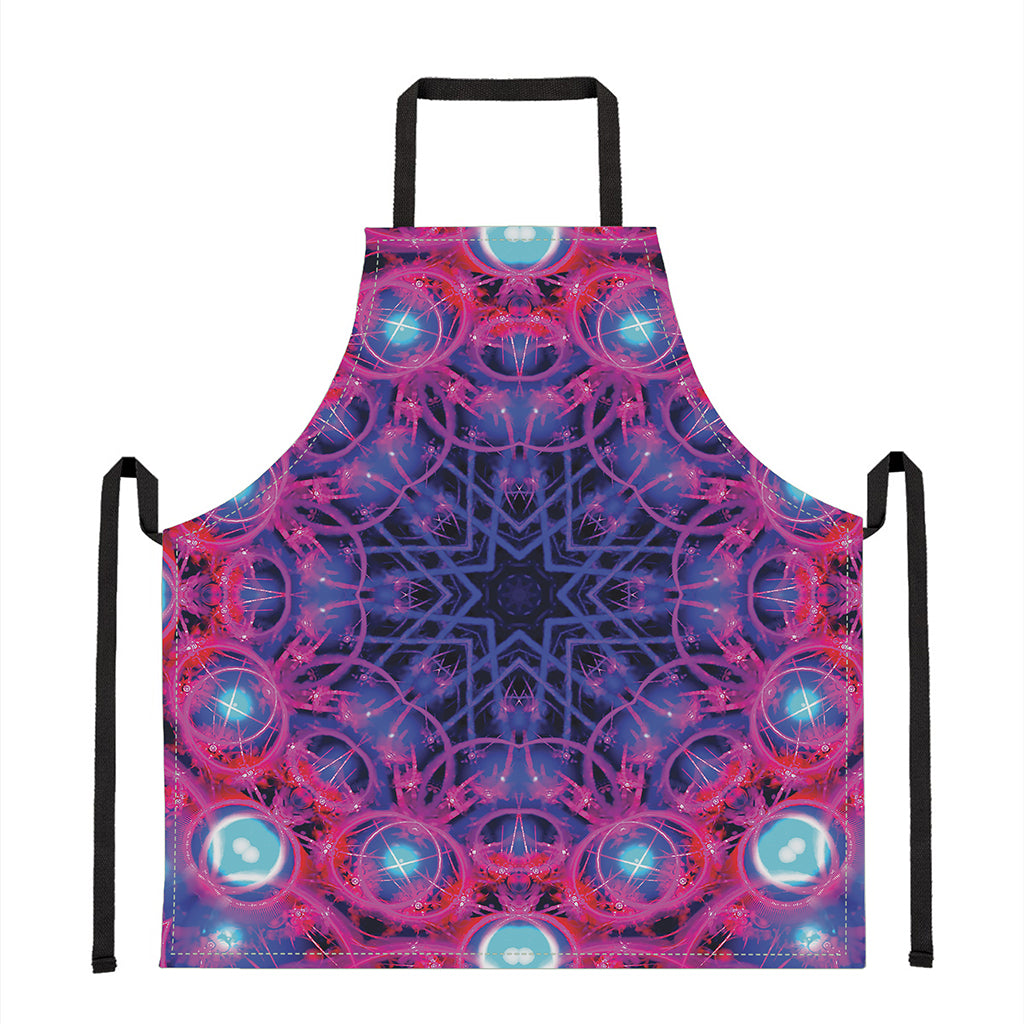 Purple And Blue Light Mandala Print Apron