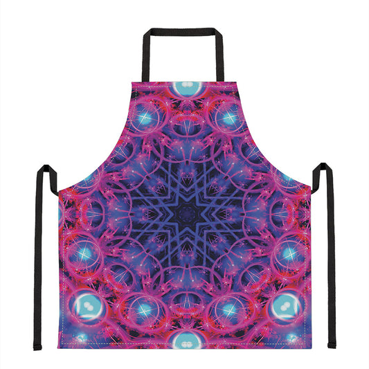 Purple And Blue Light Mandala Print Apron