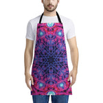 Purple And Blue Light Mandala Print Apron