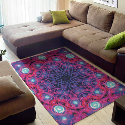Purple And Blue Light Mandala Print Area Rug