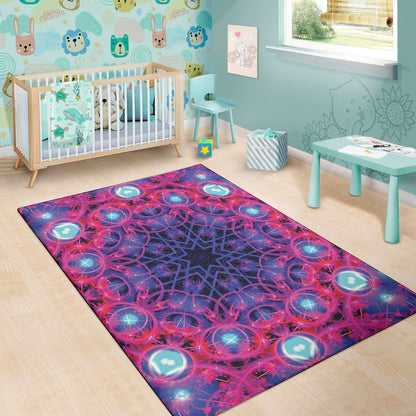 Purple And Blue Light Mandala Print Area Rug