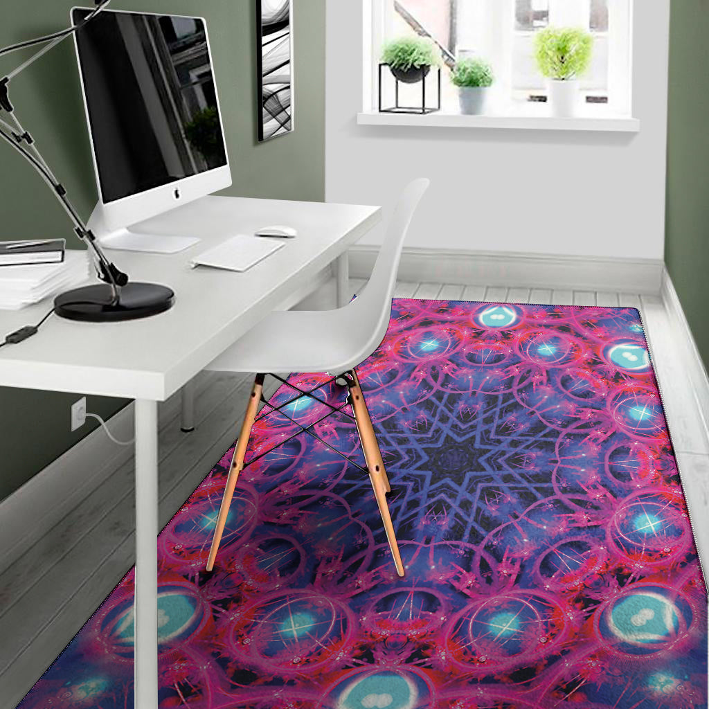 Purple And Blue Light Mandala Print Area Rug