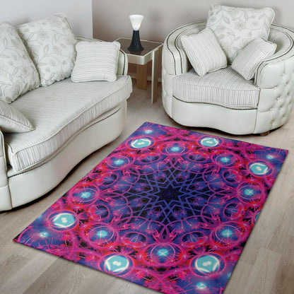 Purple And Blue Light Mandala Print Area Rug