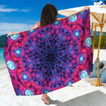 Purple And Blue Light Mandala Print Beach Sarong Wrap
