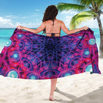 Purple And Blue Light Mandala Print Beach Sarong Wrap