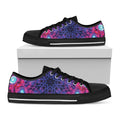 Purple And Blue Light Mandala Print Black Low Top Sneakers