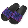 Purple And Blue Light Mandala Print Black Slide Sandals