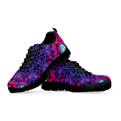 Purple And Blue Light Mandala Print Black Sneakers