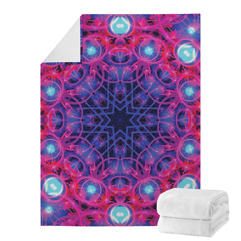 Purple And Blue Light Mandala Print Blanket