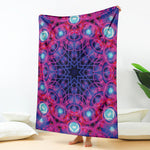 Purple And Blue Light Mandala Print Blanket