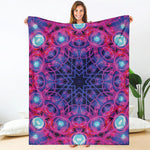 Purple And Blue Light Mandala Print Blanket