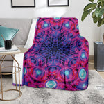 Purple And Blue Light Mandala Print Blanket