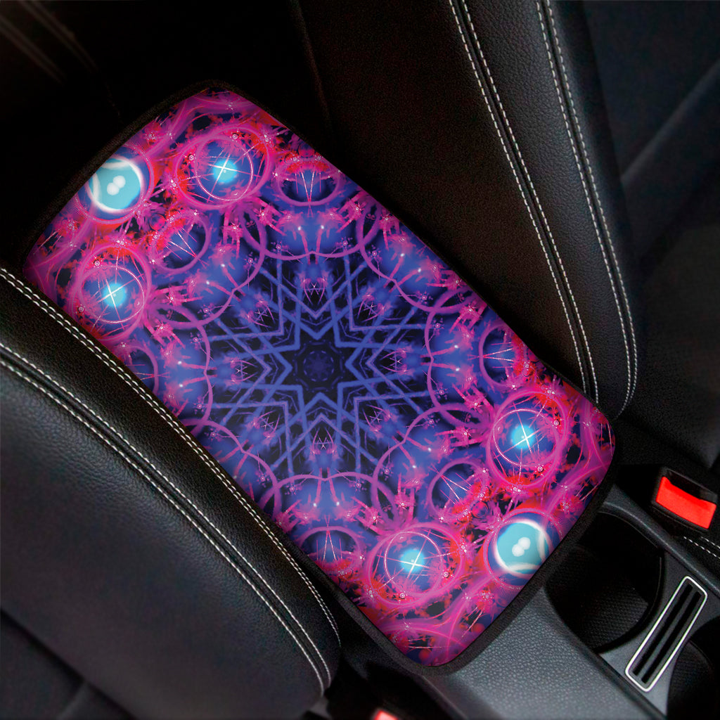 Purple And Blue Light Mandala Print Car Center Console Cover