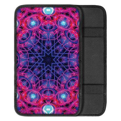Purple And Blue Light Mandala Print Car Center Console Cover
