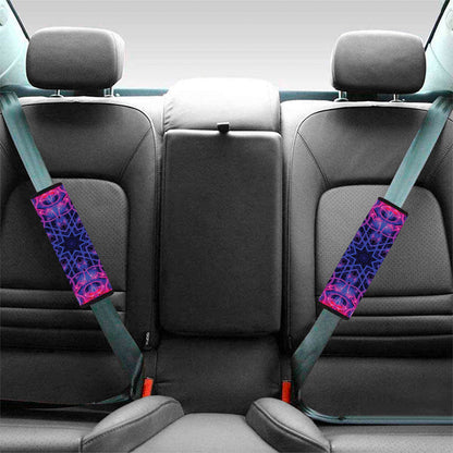 Purple And Blue Light Mandala Print Car Seat Belt Covers