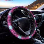 Purple And Blue Light Mandala Print Car Steering Wheel Cover