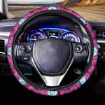 Purple And Blue Light Mandala Print Car Steering Wheel Cover