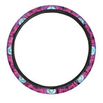 Purple And Blue Light Mandala Print Car Steering Wheel Cover