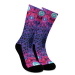 Purple And Blue Light Mandala Print Crew Socks