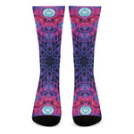 Purple And Blue Light Mandala Print Crew Socks