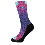 Purple And Blue Light Mandala Print Crew Socks