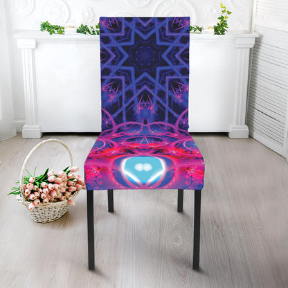 Purple And Blue Light Mandala Print Dining Chair Slipcover