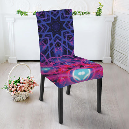 Purple And Blue Light Mandala Print Dining Chair Slipcover