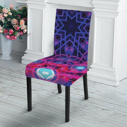 Purple And Blue Light Mandala Print Dining Chair Slipcover